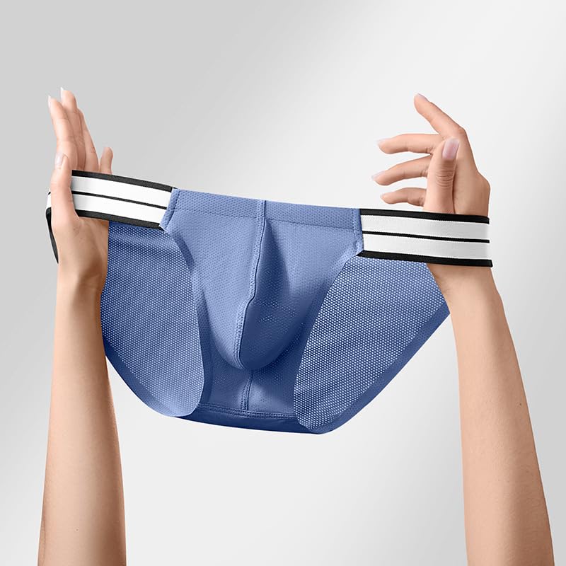 Men's Brief Underwear Sexy Tight Low Waist Underpantd Ice Silk High Slit Underwear Sports Brief Underwear3