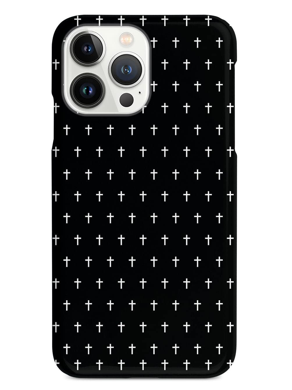 Inspired Cases - Compatible with iPhone 14 Pro Max Case - 3D Textured Protective Phone Case for Apple iPhone 14 Pro Max - Cross Pattern - Black &