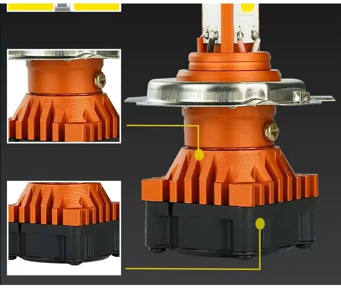 Image of H4 /9003 /HB2 LED Headlight Bulbs Front DC Power Led Headlight Bulb Universal For All Bikes, Motorcycle, Scooty 3 Side H4 LED Headlight with Cooling Fan Head lamp Conversion Kit (CYTGOLDEN )