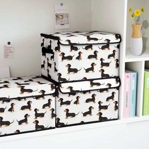 Image of Stackable Storage Bins with Lids,Closet Organizers Fabric Box for Home and Office,Blanket Clothes Organizers,Under Bed Storage Containers 3 Pack