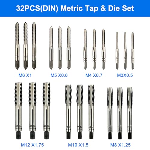 GreeSuit 32 Pieces Tap and Die Set Tungsten Alloy Steel Metric Screw Threads Cutting Tool Set Taper Drill Threading and Taps with Storage Case 3 GreeSuit 32 Pieces Tap and Die Set Tungsten Alloy Steel Metric Screw Threads Cutting Tool Set Taper Drill Threading and Taps with Storage Case - Image 3