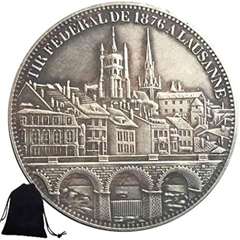 YunBest 1876 Angel Handshake Nickel Coins - Great Empress Coins from Switzerland- Challenges Coin + KaiKBax Gift Bag- Perfect Handmade Coin BestShop Cover