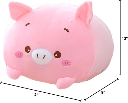 Miniatura 8 de hitoshe Almohada de peluche de cerdo, suave cerdo rosa de peluche, almohada corporal de juguete, regalo para ropa de cama, niños, 23.6 pulgadas