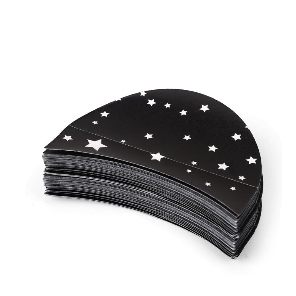 Tazweeq 100pcs Eye Shadow Shields, Professional Lint Free Eye Pad Under Patches, Half-Moon Shape Eyeshadow Patches Shields for Eyeliner Eyelash Extensions Lip Makeup(Black)