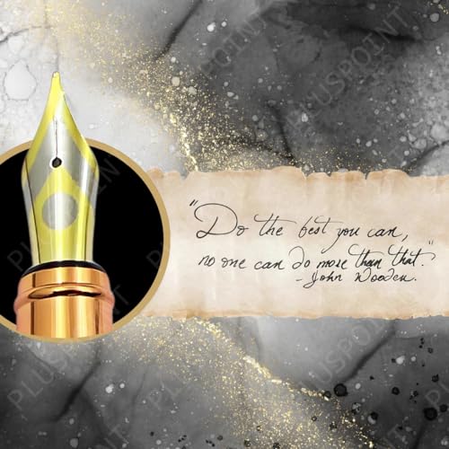 Image of PLUSPOINT Luxury Metal Body Fountain Pen Blue Mat Finish Studded stone Clip, Iridium Nib, Rose Gold Trims, Include Ink Converter Gift Set for Men & Women, Executives, kids