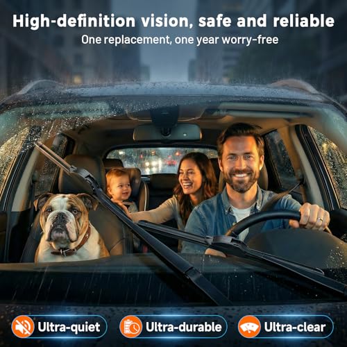 Image of AUTOBOO 18 inch + 18 inch All-Season All-Weather Windshield Wiper Blades (Pack of 2), Premium OEM-Quality Snow-Proof Rubber Encased Design for Winter & Summer, Smooth, Quiet & Long-Lasting Performance