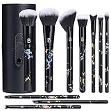 BS-MALL Makeup Brushes NO Smell 10 PCS Set Black Color Synthetic Foundation Powder Concealers Eyeshadows with Black Case