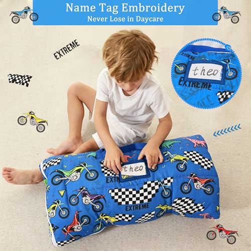 Image of Toddler Nap Mat for Preschool 50''x30'' Sleeping Mat with Removable Pillow and Minky Blanket for Kids Ages 3-7 Roll Up Soft Sleeping Bag for Boys Girls Kindergarten Daycare Sleepover