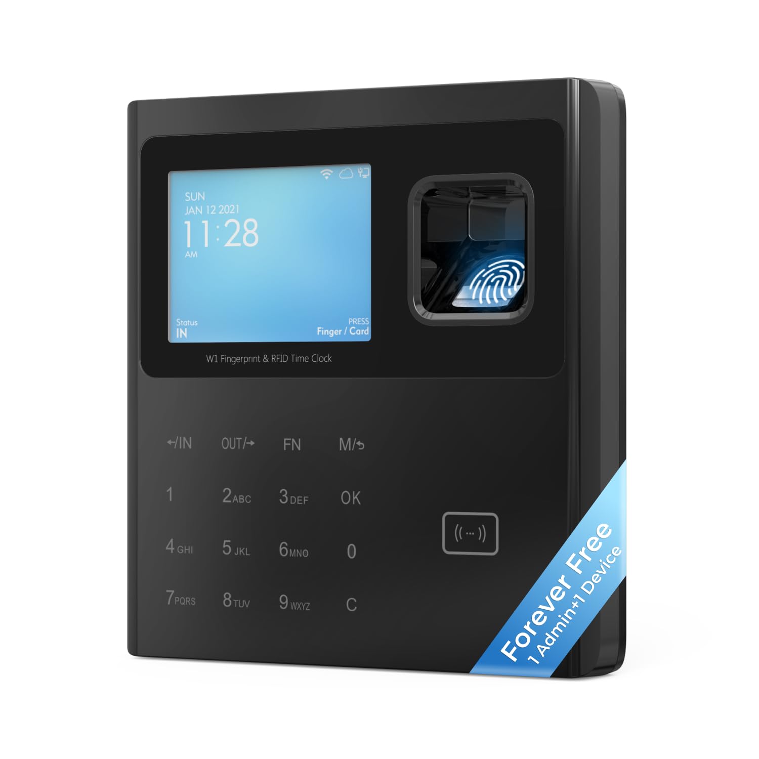 ANVIZ Time Clocks for Employees Small Business - Forever Free Cloud Software - W1 Pro Fingerprint Biometric Clock in and Out Attendance Machine (Black)