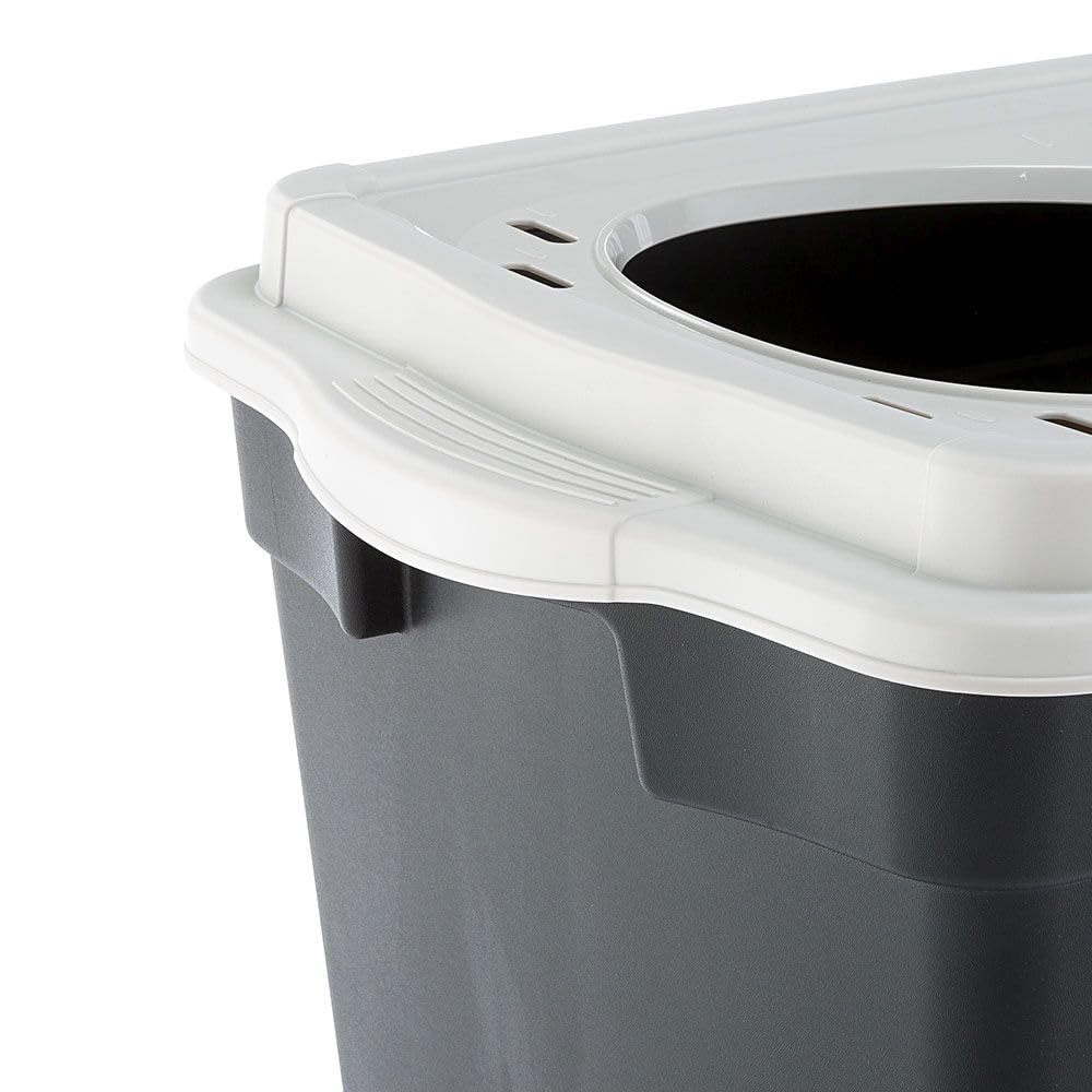Ferplast Arenero Gatos Cubierto, Arenero Gato, con Entrada Superior, Tapa Perforada, 38,8 x 57,5 x h 39 cm, Caja de Arena para Gatos Grande Jumpy, Negro