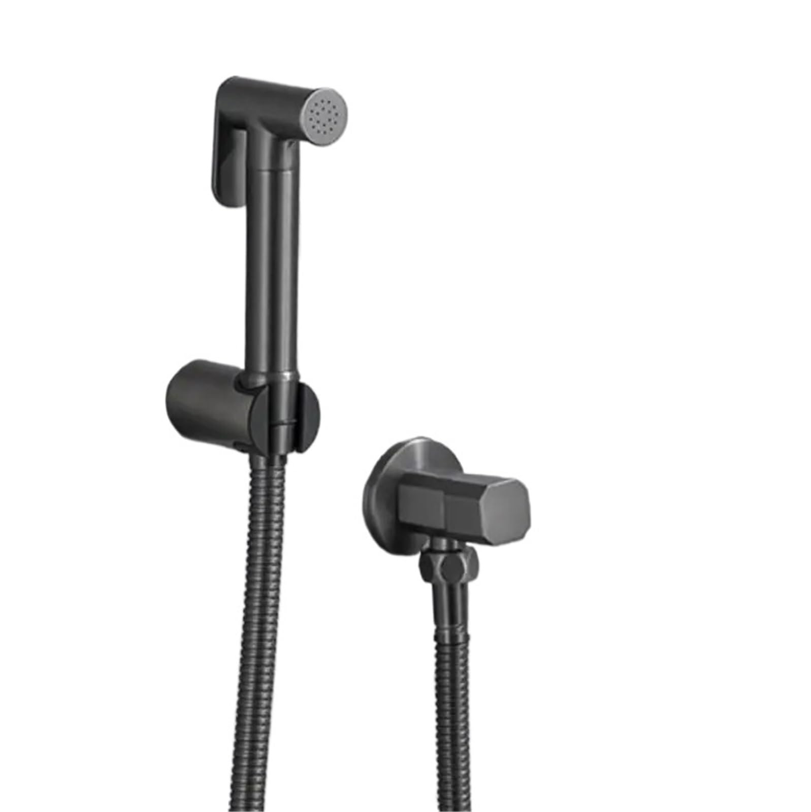 ZYCHSJXA Bidet Sprayer Faucets Mixer Gunmetal Gray Single Cold Toilet Corner Valve Handheld Hygienic Shower Head(B)