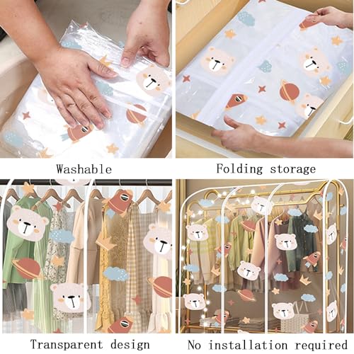 Large Garment Bags for Suits & Dresses - White Hanging Clothes Cover, 130x50x150cm (51x20x59in) - Perfect Closet Storage & Travel Organizer3