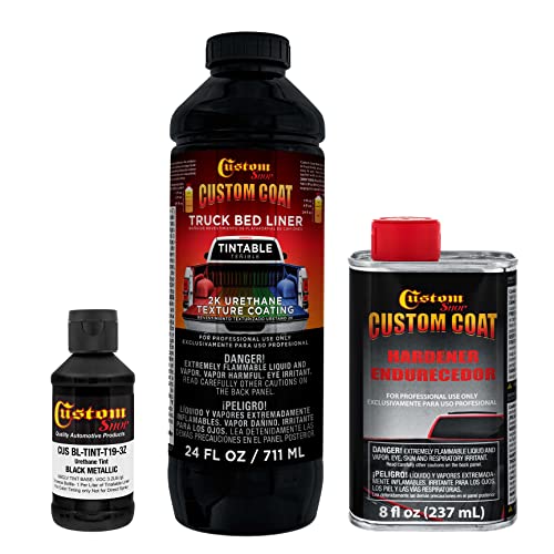 Image of Custom Coat Black Metallic Urethane Spray-On Truck Bed Liner Kit, 1 Quart