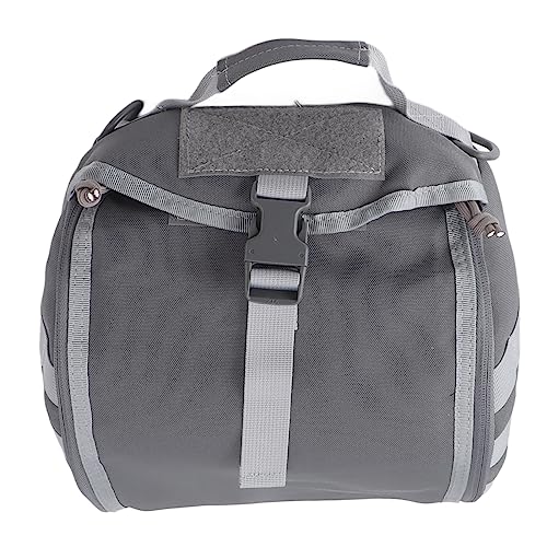 BORDSTRACT Outdoor Helmet Bag, Nylon Waterproof Motorcycle Bike Bicycle Helmet Storage Bag Zipper Pocket Padded InteriorLarge Capacity for Camping HikingTravel Fishing(Gray)