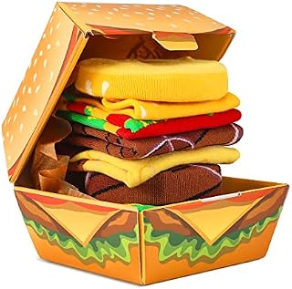AGRIMONY Funny Burger Socks Box for Men Women Teenage Boys - Funny Gifts Novelty Fun Funky Food Cool Multipack Odd Socks Valentine Birthday Christmas Gifts Stocking Fillers