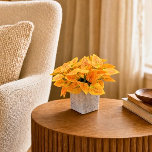 Image of fancymart Artificial Plant with Real-Touch Leaves in Pot, 25 cm, Indoor Tabletop Item for Home Decor, Office, Living Room
