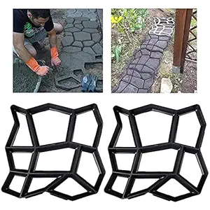 Lavnik Natural Shape Garden Stone Walk Maker Mould DIY Pavement Concrete Mold Driveway Paving Brick Patio Mold, Plastic Paving Mould Path Maker Mold for Tile Reusable Mould Concrete (2 pcs)