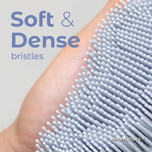 Image of MainBasics Exfoliating Silicone Body Scrubber Pro 2-in-1 Shower Scrubber for Body Care, Silicone Loofah and Massager (Light Blue, Body + Massage)