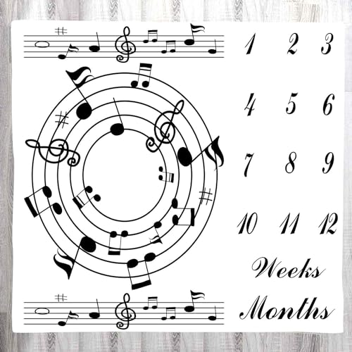 Image of Music Themed Baby Milestone Blanket Pentagram Baby Month Blanket 48x40 Inch Newborn Mom Gift Record Baby Growth Props BTLSLY1044
