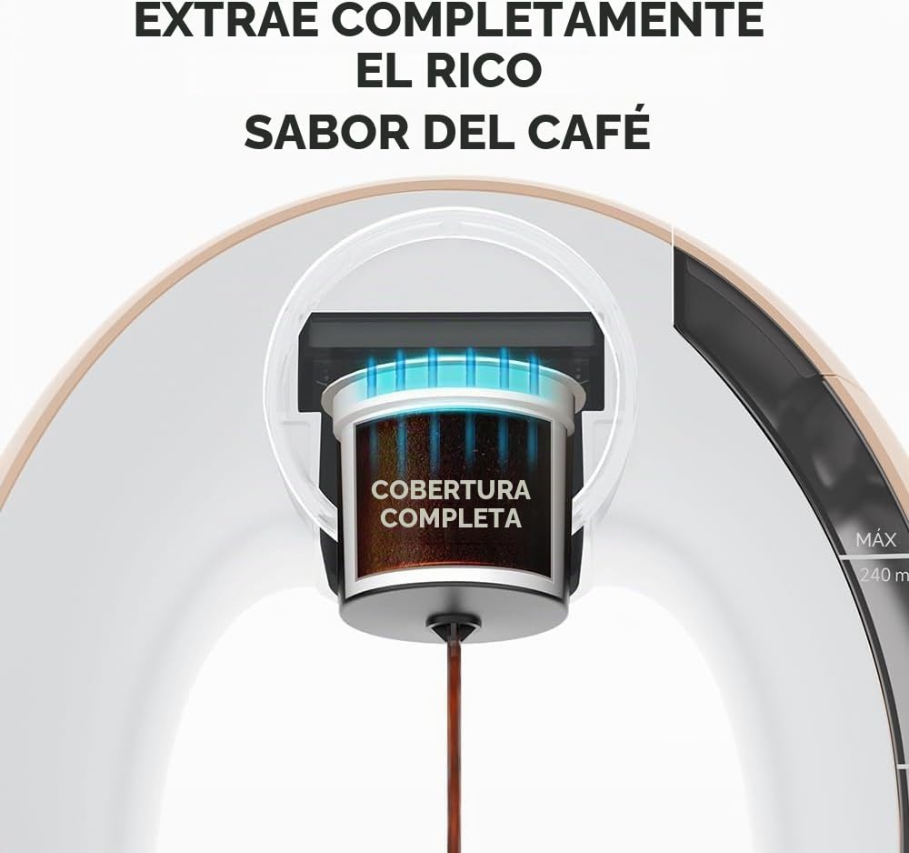 Cafetera de uso único con filtro para café molido, cafetera Americano Mini cafetera/tetera de una taza, control de una tecla, tamaños de infusión de 4-8 oz (Champagne)