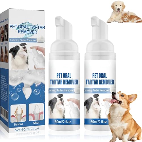Diinou 2Pcs Pet Oral Tartar Remover Spray Pets Oral Tartars Removers Foaming Tartars Natural Plant Formula Support Clean & Teeth and Aid in Daily Oral Use for Pets Cats and Dog
