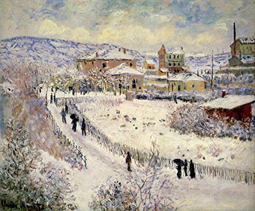 Peinture Vue d'Argenteuil dans la neige Monet huile sur toile fait main Taille 04