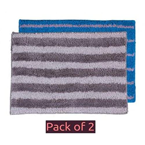 Image of Anti Skid Doormats for Home and Office Entrance Living Room and Bathroom Mats | Entrance Door Mats for Home and Office Entryway. (Pack of 2 (Line Grey-Blue), 16x24)
