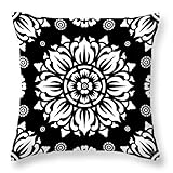 Temas en Blanco y Negro Throw Pillow Case Geometry Flora Pla