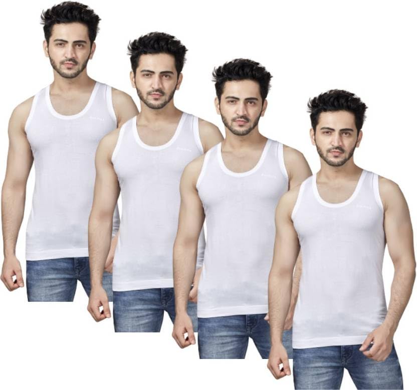 Poomex® Men's Cotton Vest (Pack of 4)