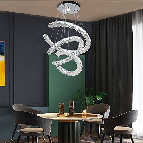image for Generic Modern Crystal Chandeliers 3C Rings Led Pendant Lamp Adjustabl