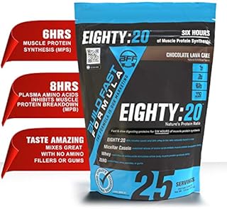 Eighty:20 Protein Powder Casein & Whey Blend | Fast & Slow Digesting Proteins for 6 Hours Muscle Protein Synthesis for Men & Women | Keto Friendly & Great Tasting (Chocolate Lava Cake)