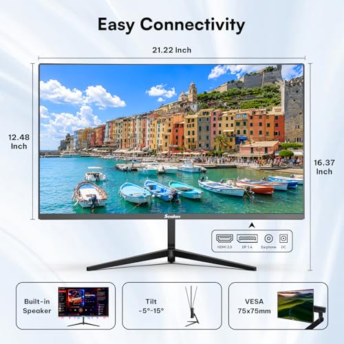 Image of Sealan 24 Inch Computer Monitor, FHD 1080P 100Hz VA Display with Built-in Speaker, HDMI DisplayPort, FreeSync HDR10, 98% sRGB, VESA Mountable Monitor for Home Office Gaming