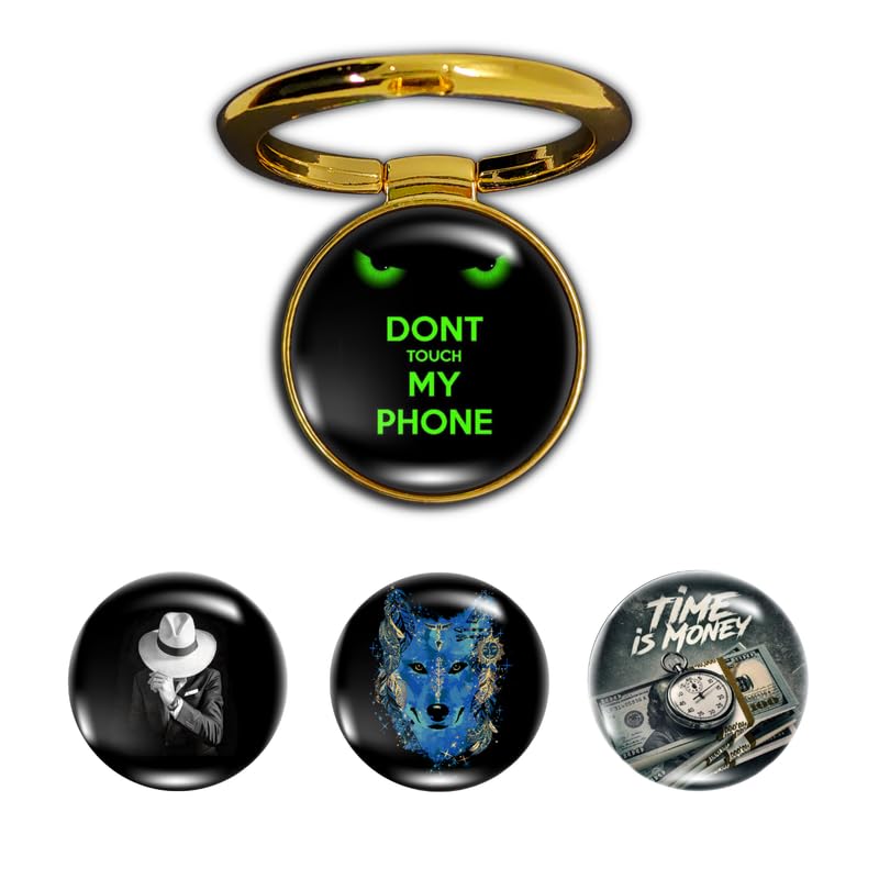 Image of 4-in-1 Metallic Mobile Back Ring Holder | Strong Grip for Phone & Back Cover | 4 3D Logo Magnets | 360 Adjustable Stand