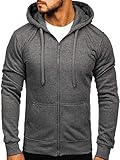 BOLF Herren Kapuzenpullover Sweatjacke Hoodie Sweatshirt mit Kapuze Reißverschluss Basic Einfarbig Fitness Training Sport Style J.Style 2008 Anthrazit XL [1A1]