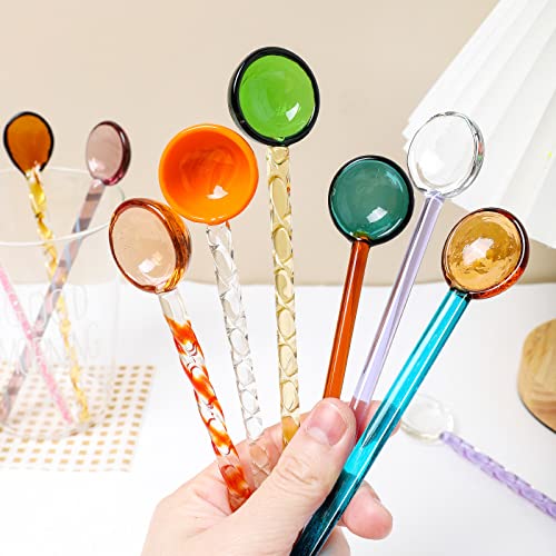 QIAOIDEA Colorful Glass Stirring Spoons Mixing Rod Swizzle Sticks Spoons Cocktail Coffee Drink Stirrers for Coffee and Mix Drinks, 4pcs by QIAOIDEA - Image 3