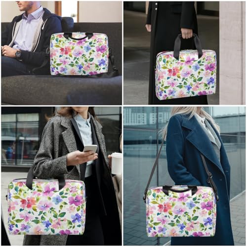 Maletín para laptop con diseño de flores acuarela 13-16 in miniatura 7