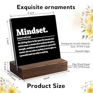 Mindset Definition Acrylic Sign with Wooden Stand, Funny Mindset Gift for Men Women, Inspirational Gift for Colleague, Mindset Lover Gift, Entrepreneur Gift, Home Office Decor for Coworker Mindset Definition Acrylic Sign with Wooden Stand Funny Mindset Gift for Men Women Inspirational Gift for Colleague Mindset Lover Gift Entrepreneur Gift Home Office Decor for Coworker