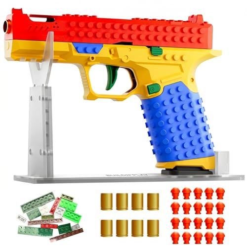 BAZIL BAZOS Building Block Toy Gun Set Multicolor DIY Tactical Handle Outdoor Team Activities Includes Display Stand and Ammunition