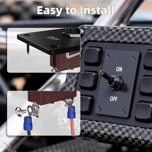 Image of RVBOATPAT Toggle Switch 12V 30A SPST 2 Pin 12 Volt Heavy Duty ON /Off Toggle Switch with Mounting Panel for Marine Car Boat RV (Black)