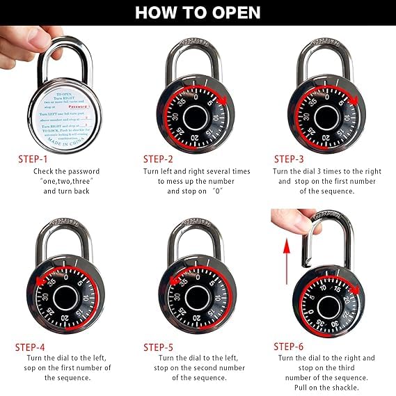 Image of Coded Lock, Rotary Padlock Combination Padlocks Rotary Padlock Digit Combination Locker Lock Safe Round Dial Number Luggage Suitcase Security.