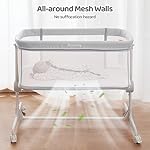Ezebaby Baby Bassinet Bedside Sleeper, Portable Bedside Bassinet for Baby Newborn Infants with Adjustable 7 Heights and All Mesh Sides, Mattress & Sheet Included - Image 4
