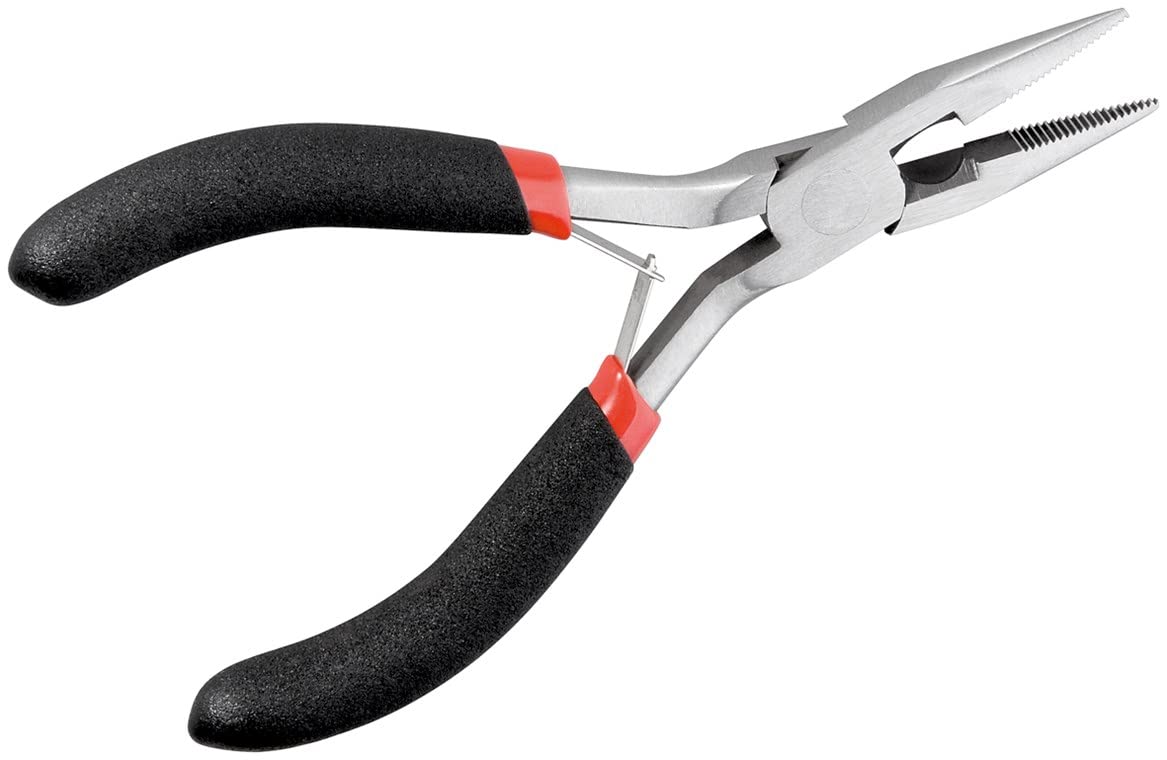 Fixpoint 77098 Pinza a Punta Piatta Semicircolare di con Ganasce Corrugate, 125 mm Lunghezza