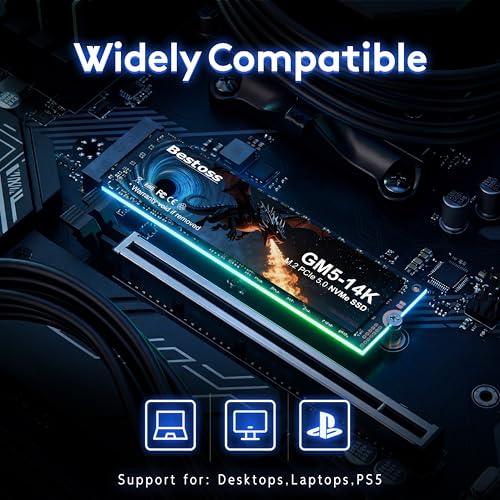 Image of Bestoss NVMe M.2 2280 SSD 4TB Internal PCIe 5.0,Up to 14000MB /s, DRAM Cache | Tailored for Gamers, Video Editors, High-End Creators, and AI Developers Demanding Blazing-Fast Speed