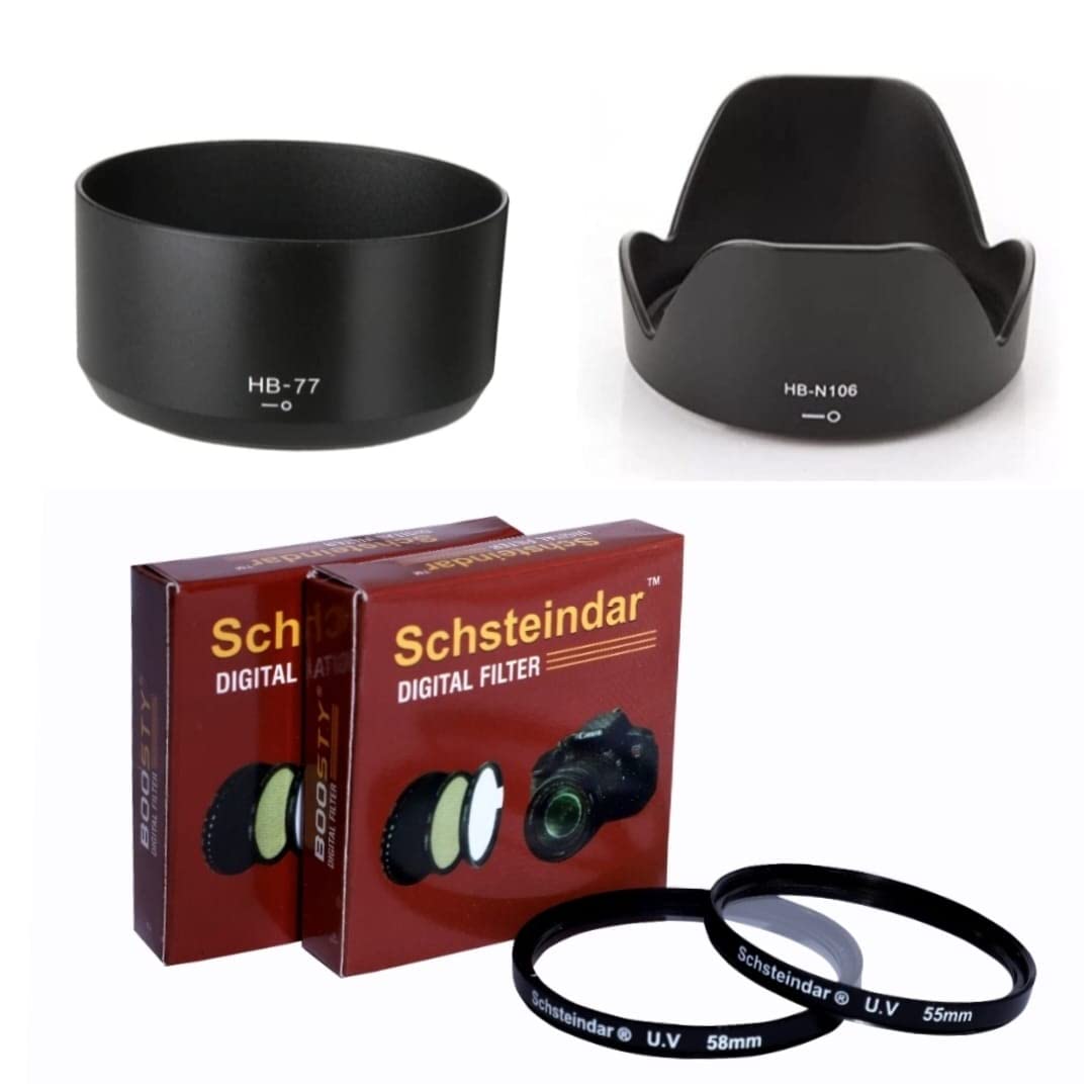 Schsteindar® for Nikon D3500, D3400, D3300, D5600, D5300 Combo for af-p 18-55mm & 70-300mm Lens, Hood HB 106, HB 77 Filter 58MM & 55MM Black-image-36