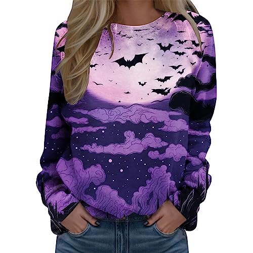 Sweatshirts femme pull imprimé manches longues chemise entraînement col rond bleu marine taille M