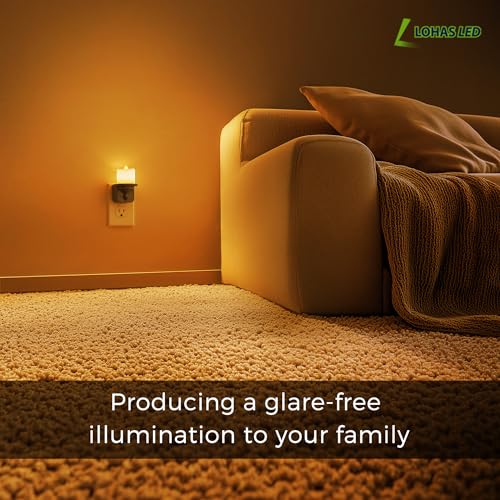 Image of L LOHAS LED Candle Night Light, Amber Night Lights Plug into Wall | Flameless Candle Nightlight with Light Sensor, 0-100LM Dimmable Vintage Decorative Night Light for Hallway Bedroom, 2Pack