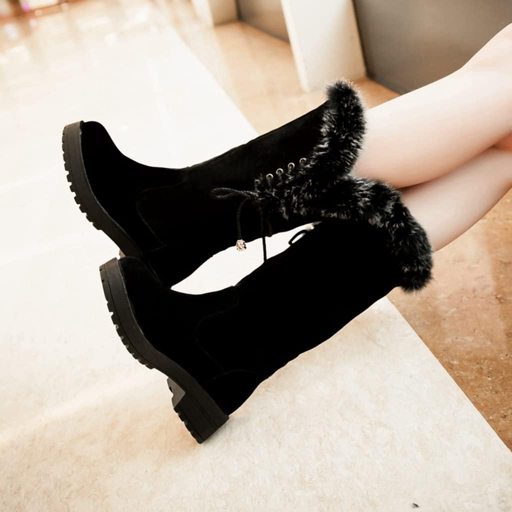 KRIDDR Women's Mid Calf Boots Pull On Fall Winter Cold Weather Plush Lined Warm Snow Boots