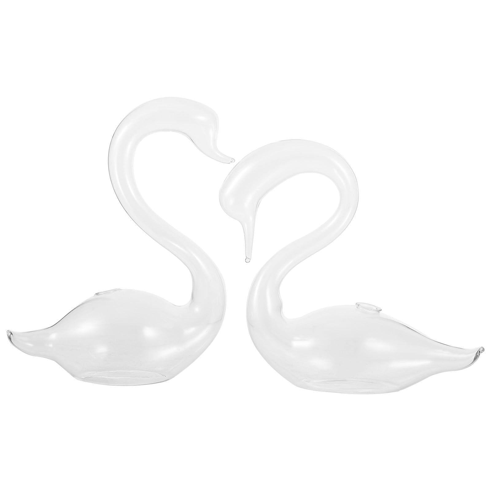 VOSAREA 2pcs Hydroponic Vases Clear Vase Swan Shape Vintage Glass Vase Clear Glass Vases Glass Terrariums for Plants Glass Vases Glass Plant Vases Swan Shaped Vases Accessories Desk Glass Vase
