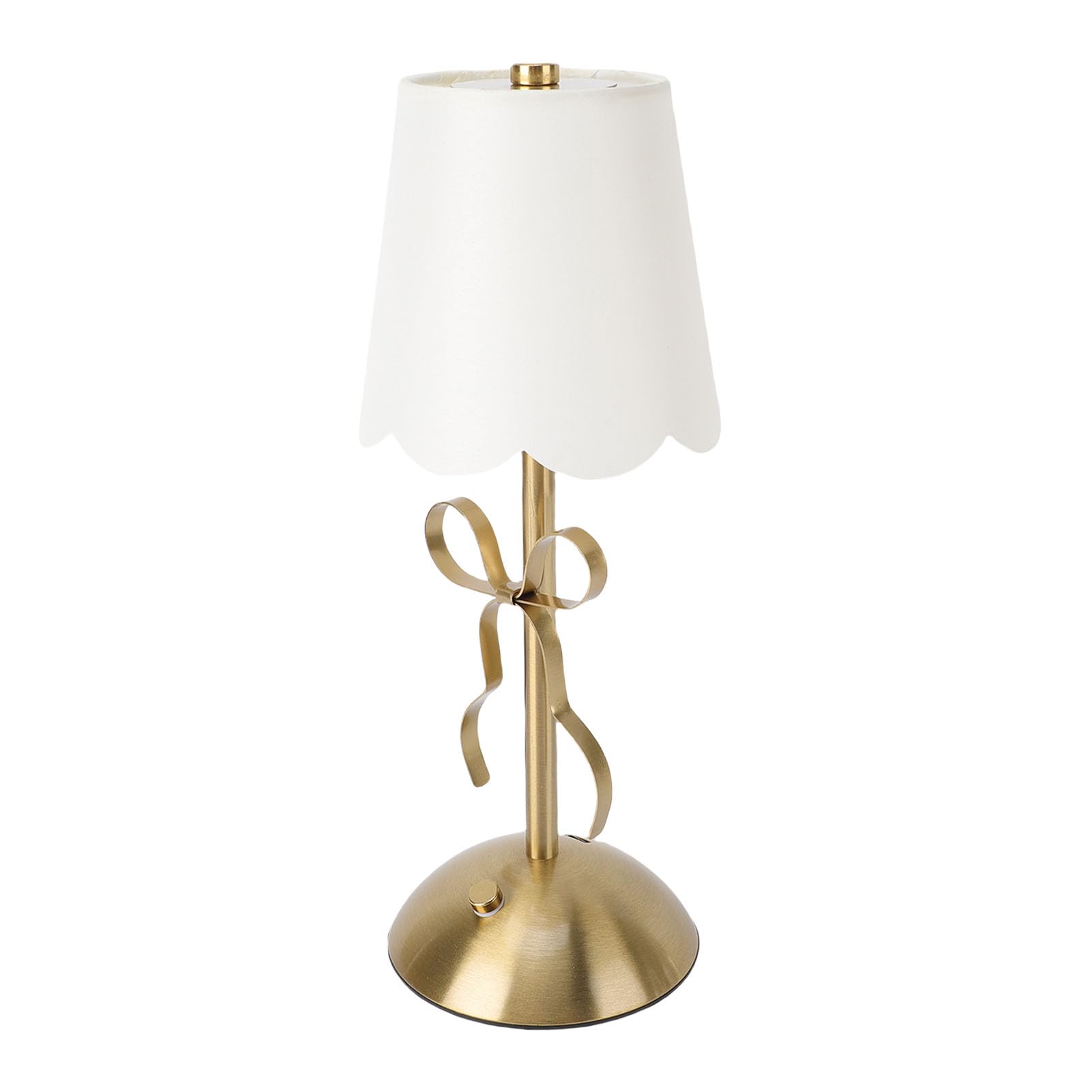 Dpofirs Lampe de Table à Petit Nœud avec Abat-jour en Tissu, Jolie Lampe de Chevet sans Fil Rechargeable en Métal, Commande Tactile, Lampe de Bureau à intensité Variable