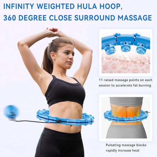Image of Hula Hoop with Adjustable Weights, Auto-Spinning Ball, Fitness Exercise Hoop Henirag for Men & Women Adults and Kids-Multi Color(Design-3)